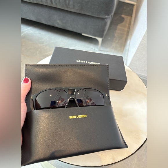 Saint Laurent Eyewear Aviator Sunglasses Unisex SL 596 Dune Acetate in Black - Picture 12 of 16